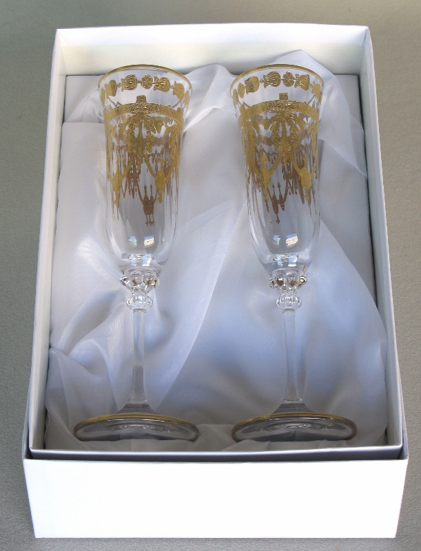 Venetian Medici toasting champagne flutes ( set of 2)